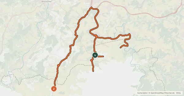 Kartenübersicht der Radroute Europäischer Mühlenradweg Hornbach Schwalb Bickenalb