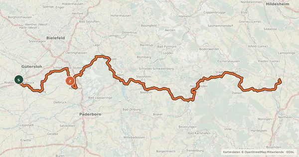 Kartenübersicht der Radroute Europaradweg R1 - Abschnitt Deutschland Teil 2