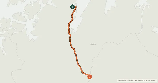 Kartenübersicht der Radroute EuroVelo 11 - East Europe Route - part Norway