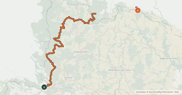Kartenübersicht der Radroute EuroVelo 13 - Iron Curtain Trail
