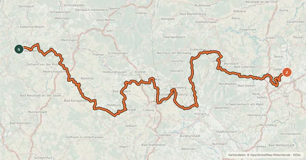 Kartenübersicht der Radroute EuroVelo 13 - Iron Curtain Trail - part 10