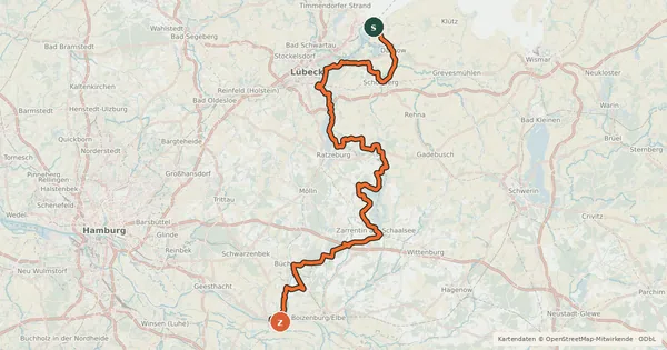 Kartenübersicht der Radroute EuroVelo 13 - Iron Curtain Trail - part 4