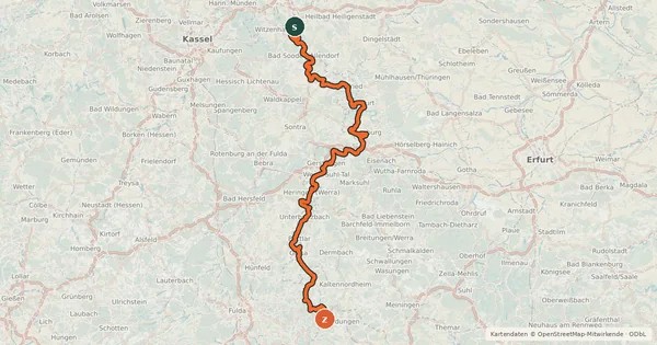 Kartenübersicht der Radroute EuroVelo 13 - Iron Curtain Trail - part 9