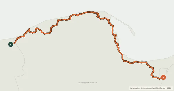 Kartenübersicht der Radroute EuroVelo 13 - Iron Curtain Trail - part Poland - Pomorskie