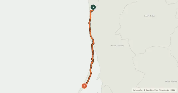 Kartenübersicht der Radroute EuroVelo 13 - part Lithuania