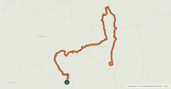 Kartenübersicht der Radroute EuroVelo 13 Svilengrad - Lesovo - Edirne