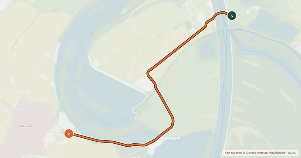 Kartenübersicht der Radroute EuroVelo 15 - Rheinradweg - Verbindung Kollerfähre