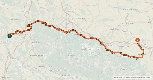 Kartenübersicht der Radroute EuroVelo 2 - Germany part 3