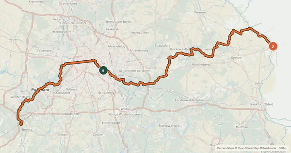 Kartenübersicht der Radroute EuroVelo 2 - Germany part 5