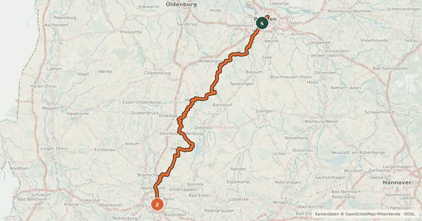 Kartenübersicht der Radroute EuroVelo 3 - Pilgrim's Route - part Germany #4 Brückenradweg