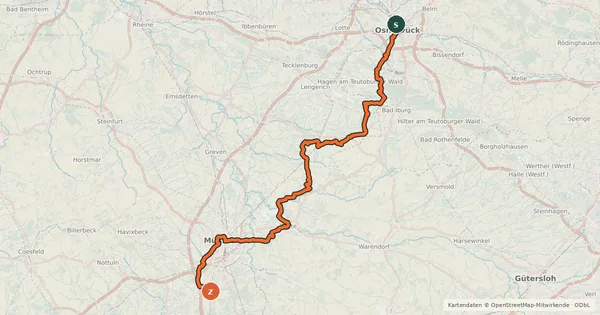 Kartenübersicht der Radroute EuroVelo 3 - Pilgrim's Route - part Germany #5 Friedenroute