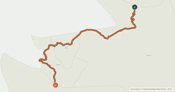 Kartenübersicht der Radroute EuroVelo 8 - Mediterranean Route - part Slovenia