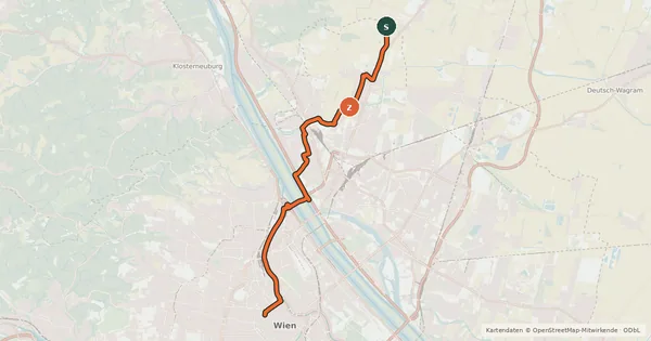Kartenübersicht der Radroute EuroVelo 9 - Baltic-Adriatic – [AT]_2 - Weinviertel-Radweg