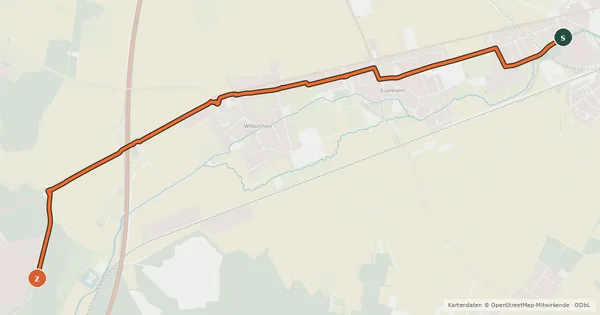 Kartenübersicht der Radroute Euskirchen (29) - Obergartzem (86)