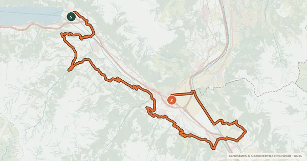 Kartenübersicht der Radroute ex. Heidiland Bike Etappe 2