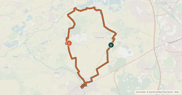 Kartenübersicht der Radroute Expo Route Wasserwerk Boker-Heide