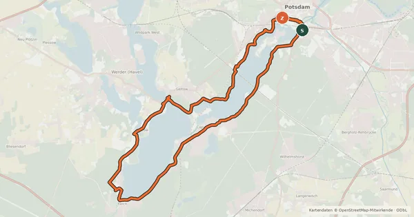 Kartenübersicht der Radroute F1 - Rund um den Schwielowsee