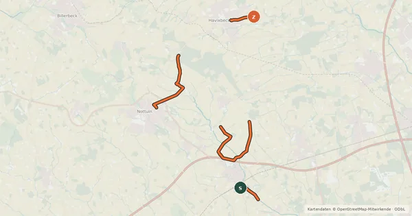 Kartenübersicht der Radroute F73