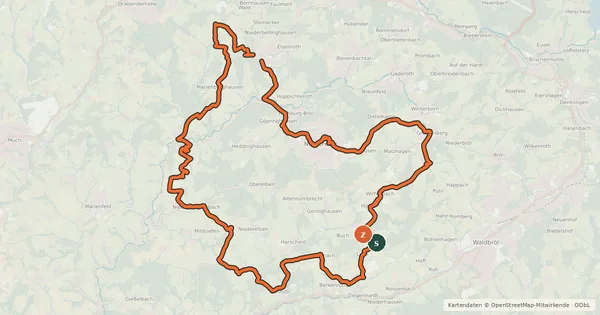 Kartenübersicht der Radroute Fachwerkroute