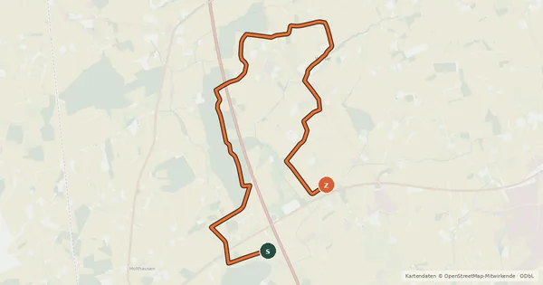 Kartenübersicht der Radroute Fahrrad-Trimmstrecke Düsbecke FD1
