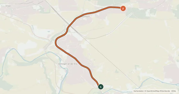 Kartenübersicht der Radroute Fahrradbahn Vaihingen