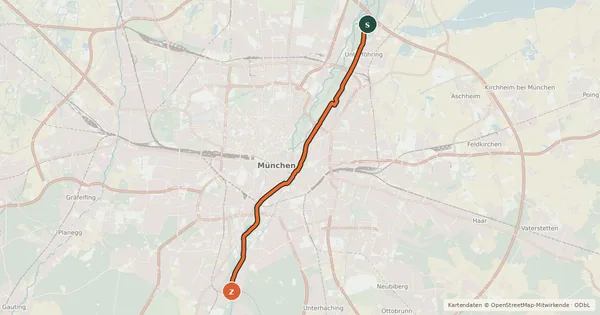 Kartenübersicht der Radroute Fahrradhauptroute Isarradweg Ost