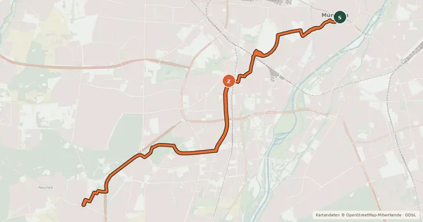 Kartenübersicht der Radroute Fahrradhauptroute Marienplatz - Fürstenried