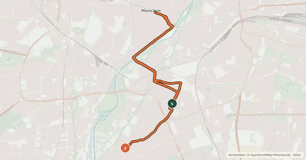 Kartenübersicht der Radroute Fahrradhauptroute Marienplatz - Harlaching