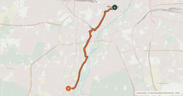Kartenübersicht der Radroute Fahrradhauptroute Marienplatz - Solln