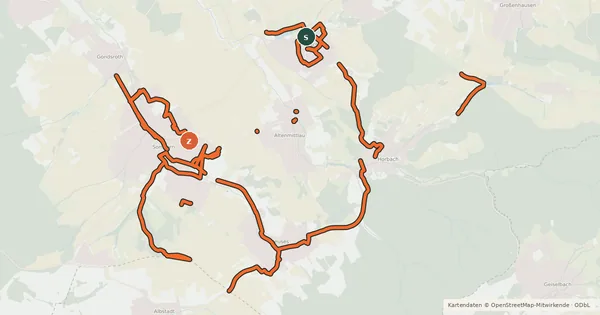 Kartenübersicht der Radroute Fahrradnetz Freigericht