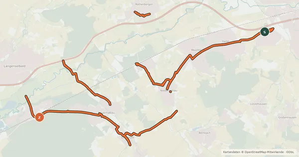 Kartenübersicht der Radroute Fahrradnetz Hasselroth