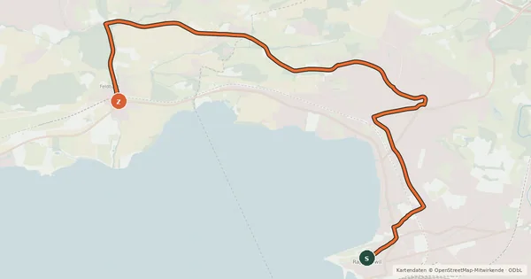Kartenübersicht der Radroute Fahrradroute Rapperswil - Feldbach