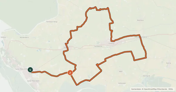 Kartenübersicht der Radroute Fahrradtour 8 – Tierisches Eiderstedt