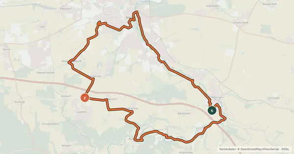 Kartenübersicht der Radroute Feininger-Radweg