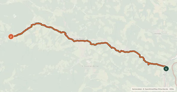 Kartenübersicht der Radroute Feistritztal Radweg