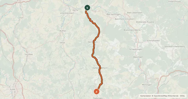 Kartenübersicht der Radroute Feldatalradweg