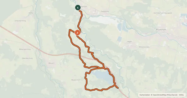 Kartenübersicht der Radroute Feldkirchen-Westerham