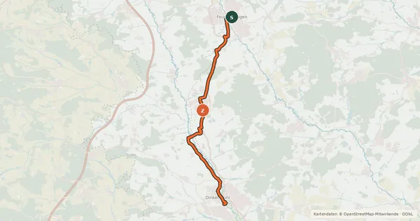Kartenübersicht der Radroute Feuchtwangen-Dinkelsbühl