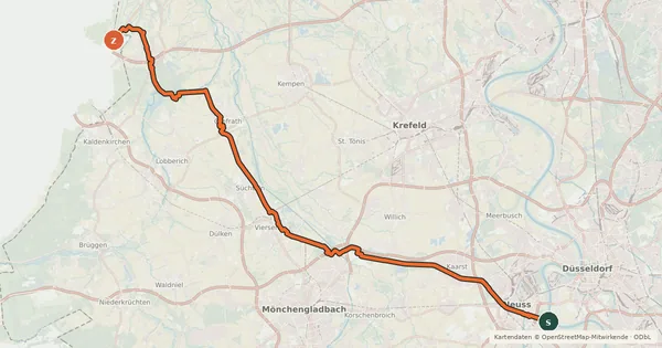 Kartenübersicht der Radroute Fietsallee am Nordkanal