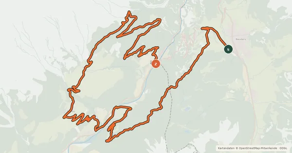 Kartenübersicht der Radroute Fimberpass - Val d'Uina - Reschenpass Etappe 4 (Nauders - Martina)