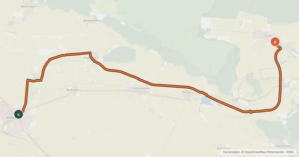 Kartenübersicht der Radroute Finnebahn-Radweg