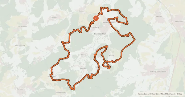 Kartenübersicht der Radroute Fischbachtal 1