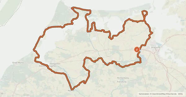 Kartenübersicht der Radroute Fischland-Darß-Zingst Rundweg