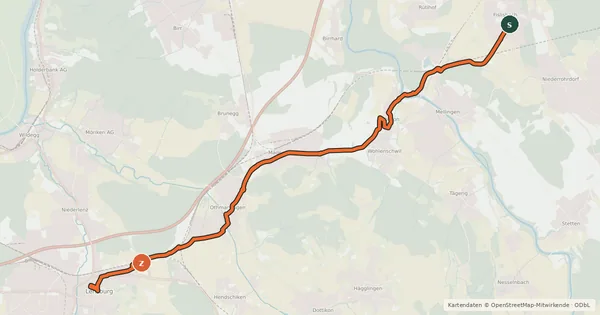 Kartenübersicht der Radroute Fislisbach-Mägenwil-Lenzburg