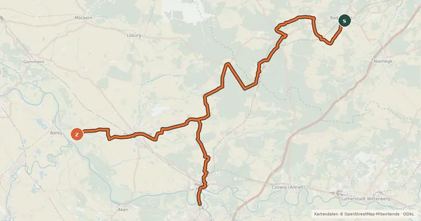 Kartenübersicht der Radroute Flämingradweg