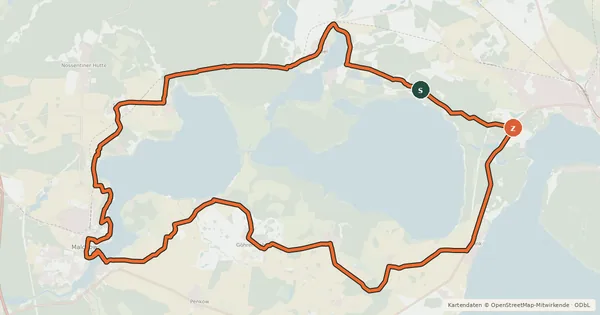 Kartenübersicht der Radroute Fleesensee-Kölpinsee-Rundweg