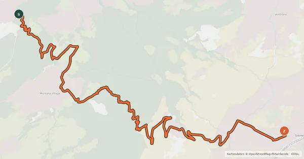 Kartenübersicht der Radroute Flowtrail Montana-Village – Loc