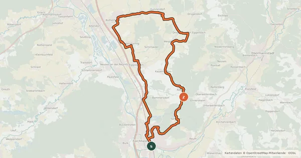 Kartenübersicht der Radroute FO1 Radrundweg