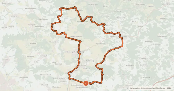Kartenübersicht der Radroute FO7 Radrundweg