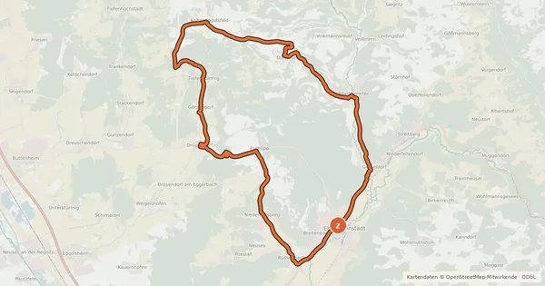 Kartenübersicht der Radroute FO8 Radrundweg